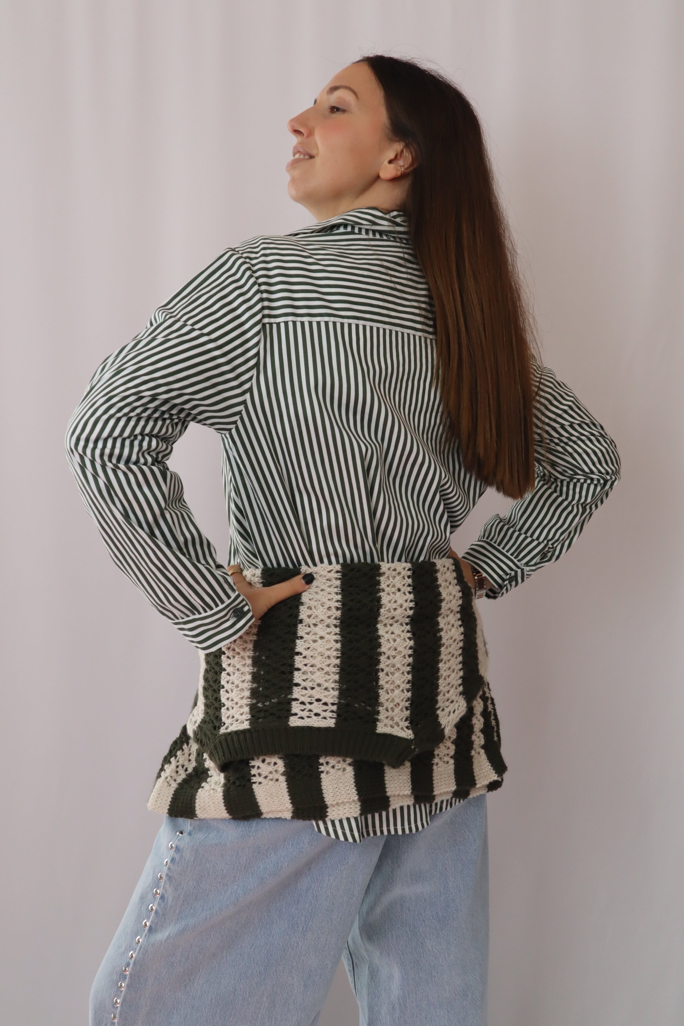 Camisa verde riscas