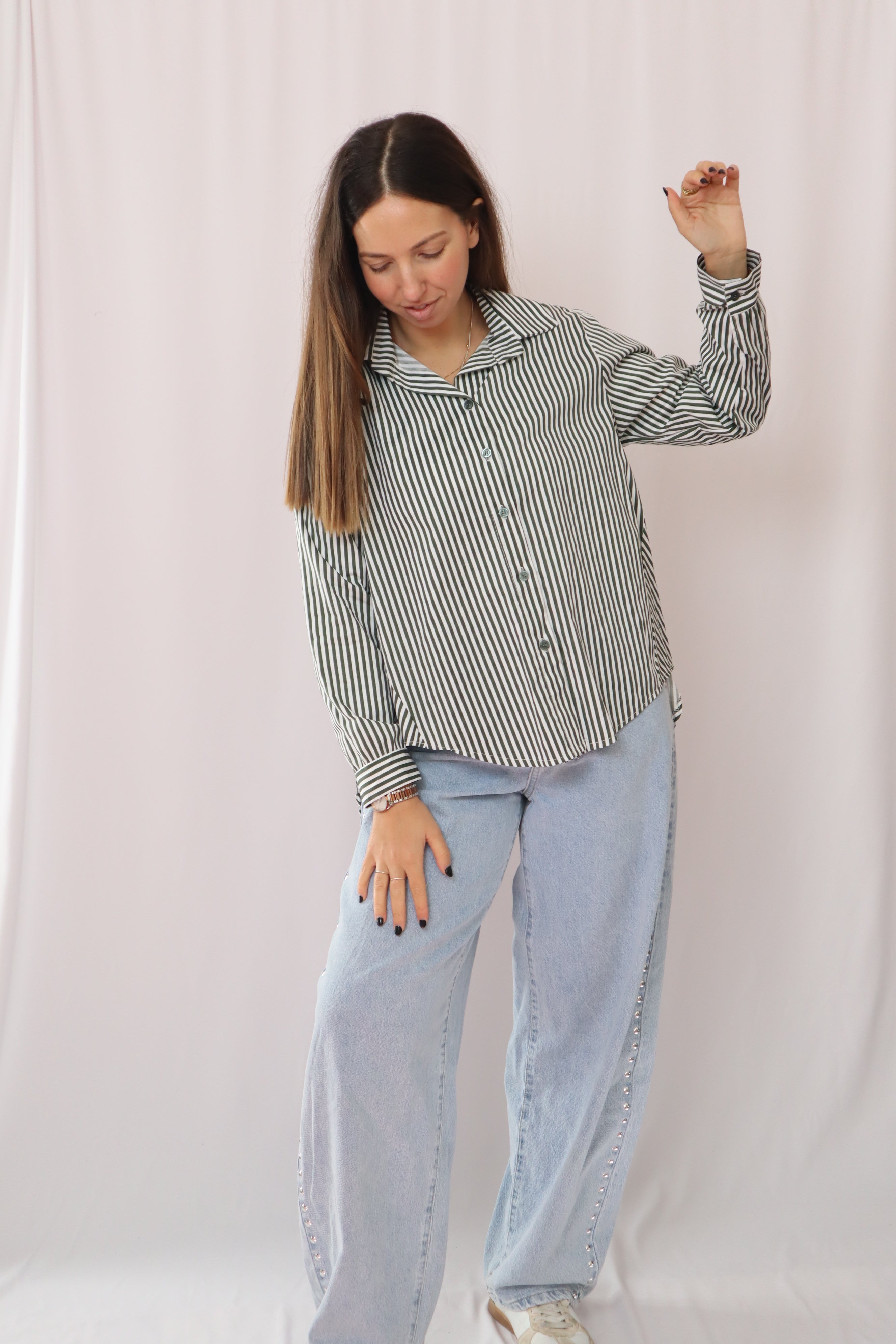 Camisa verde riscas