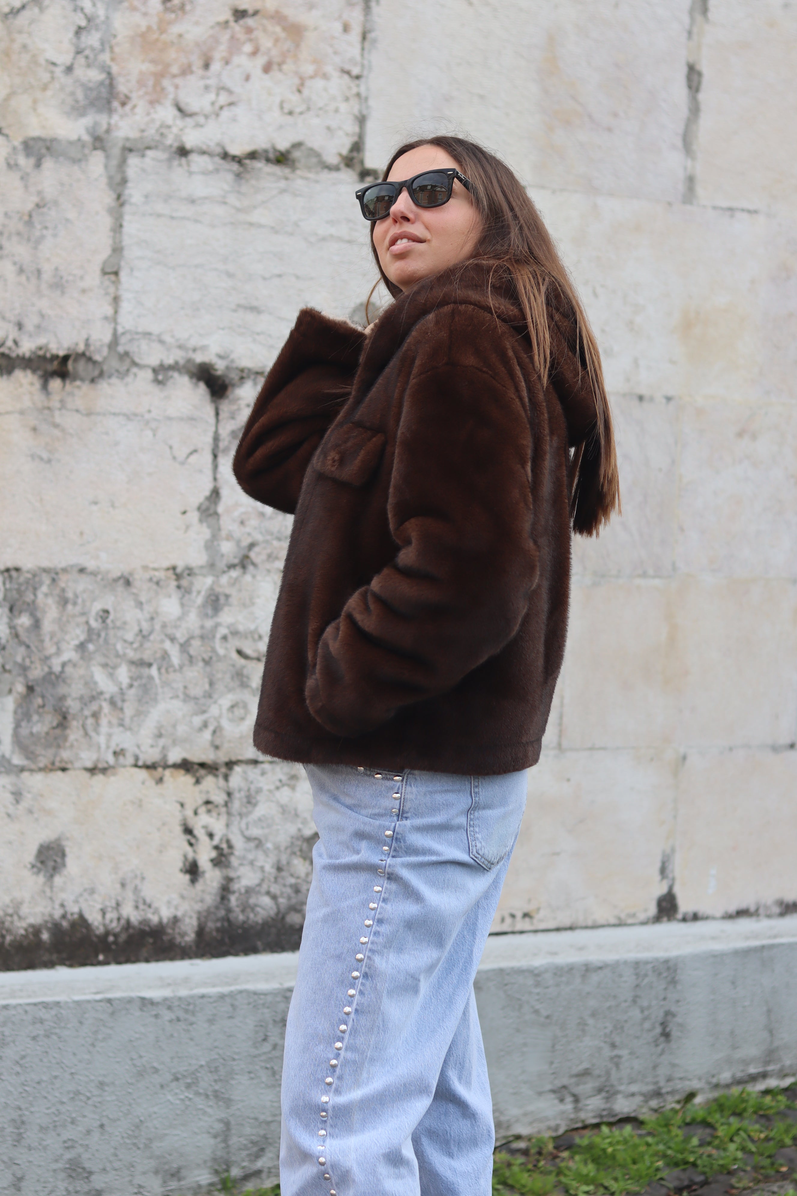 Calças ganga tachas