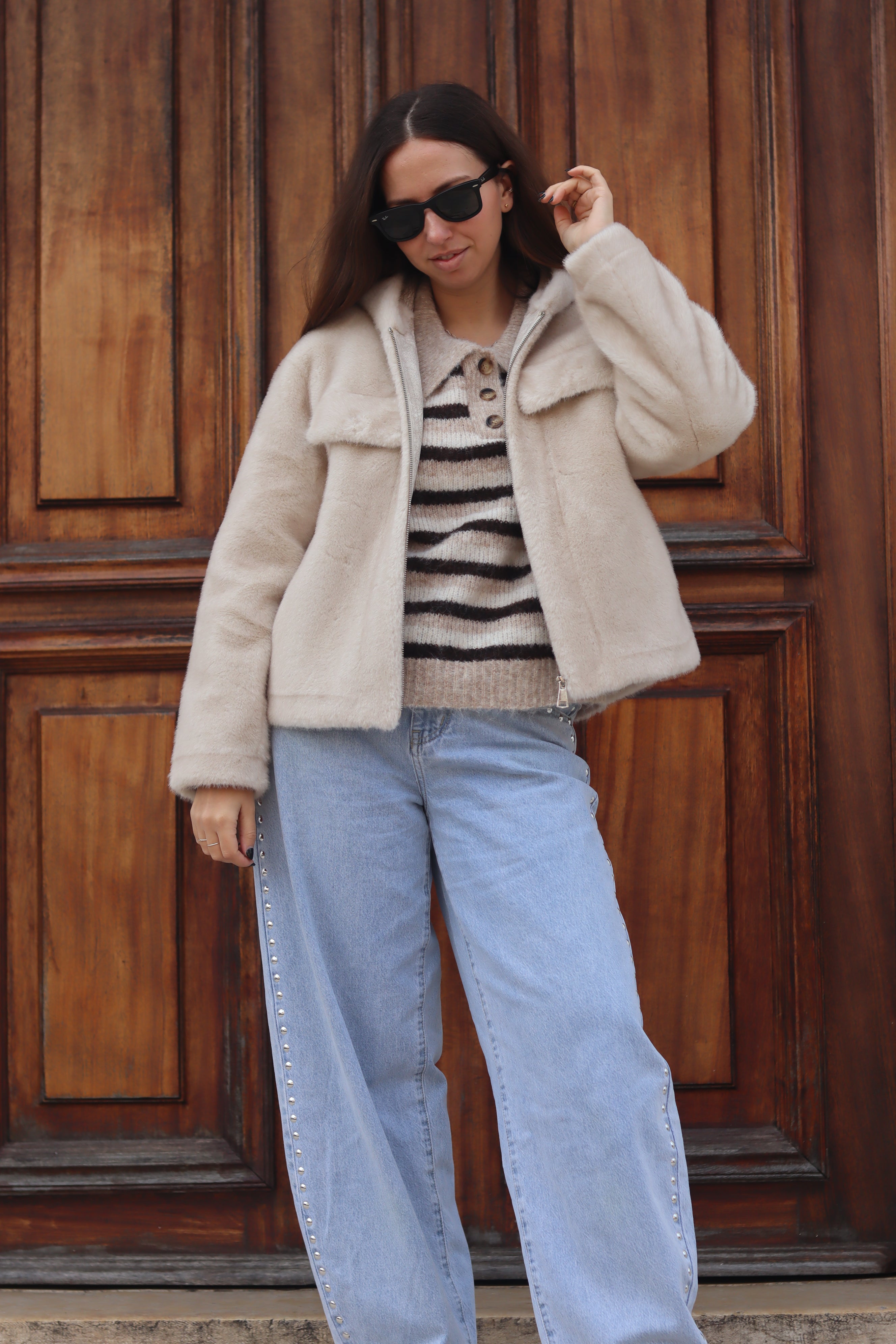 Calças ganga tachas