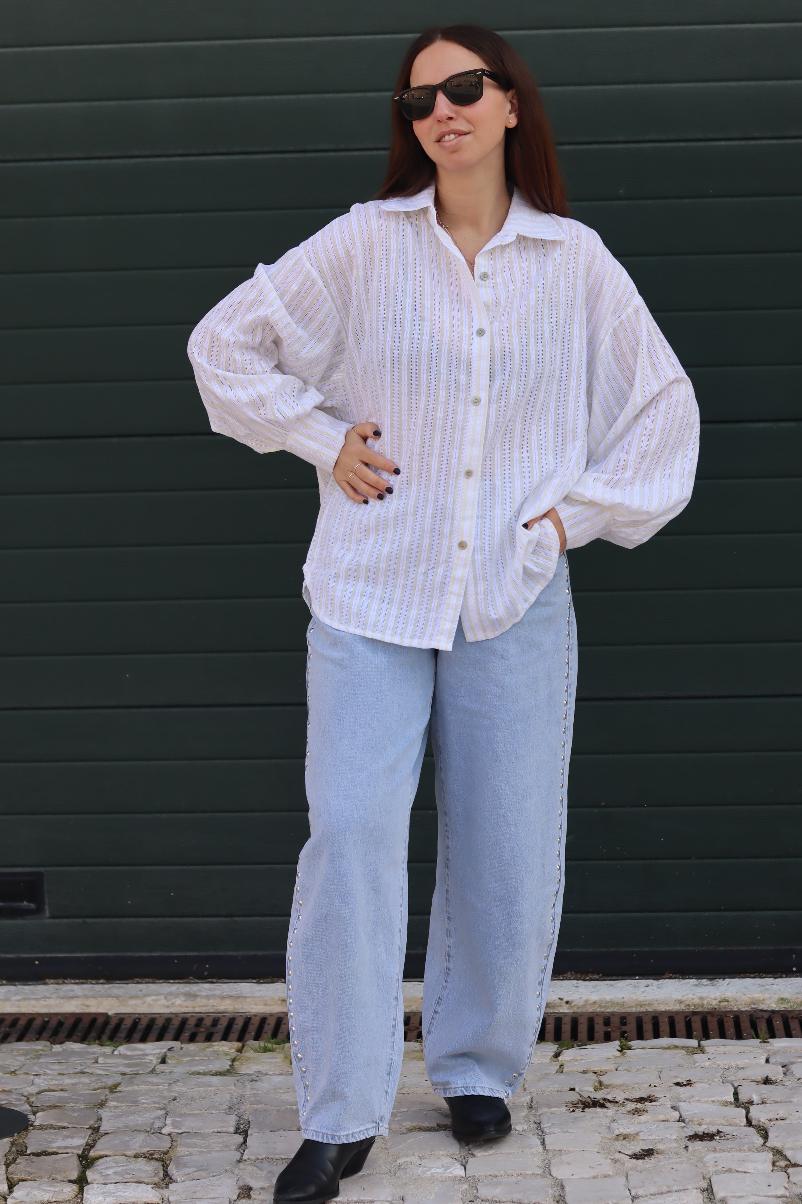 Calças ganga tachas