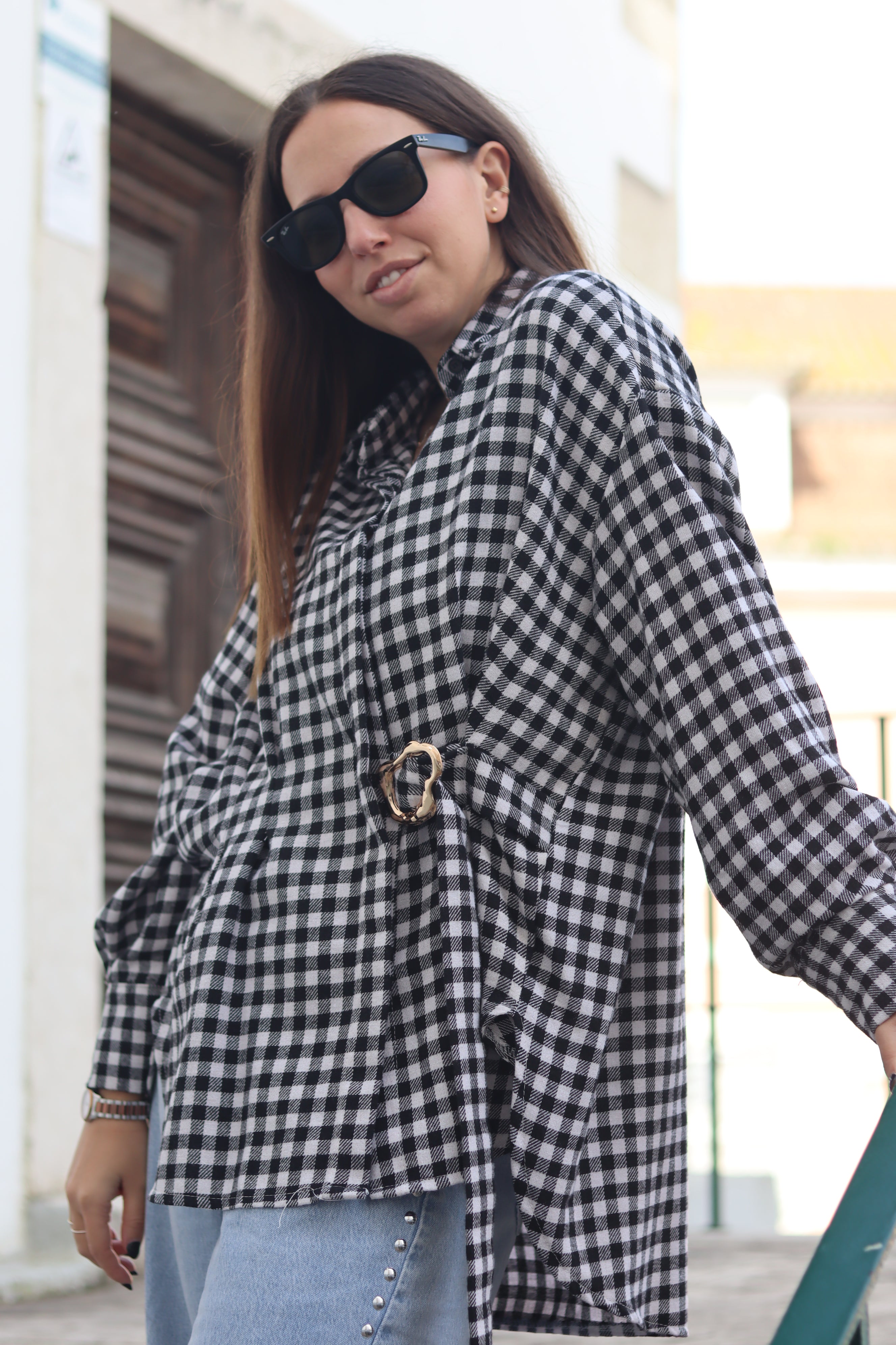 Camisa flanela xadrez com fivela