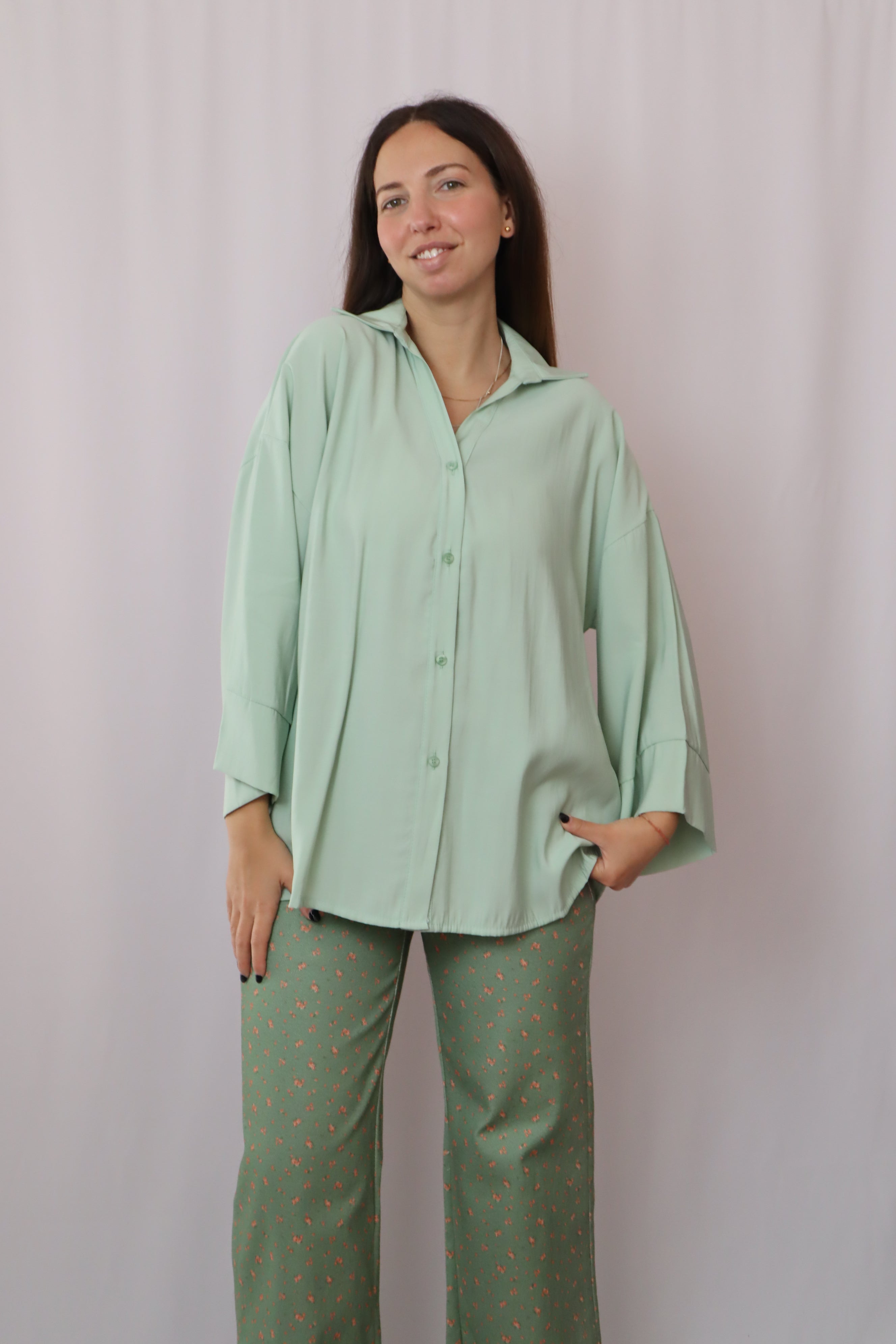 Calças estampadas verdes