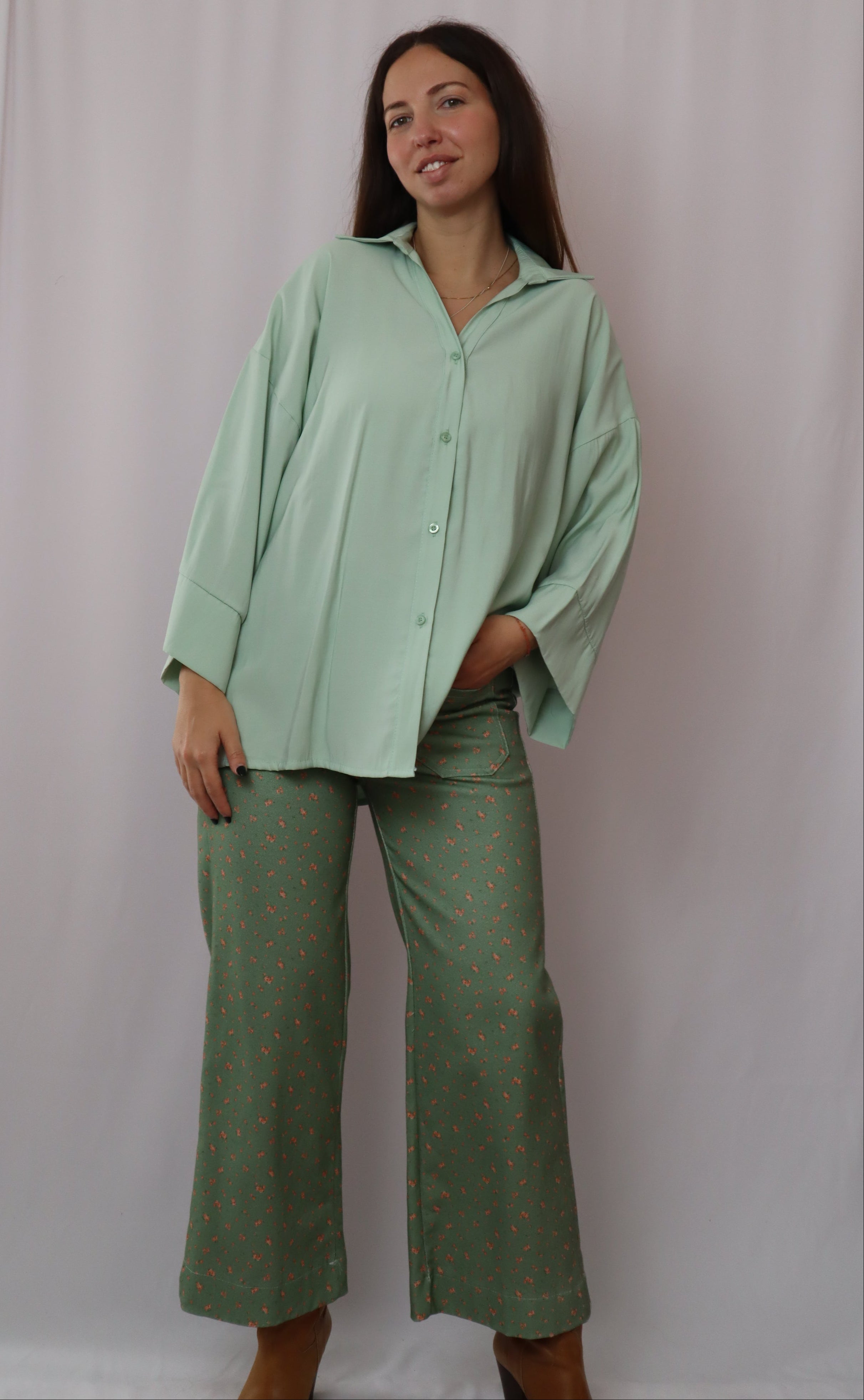 Calças estampadas verdes