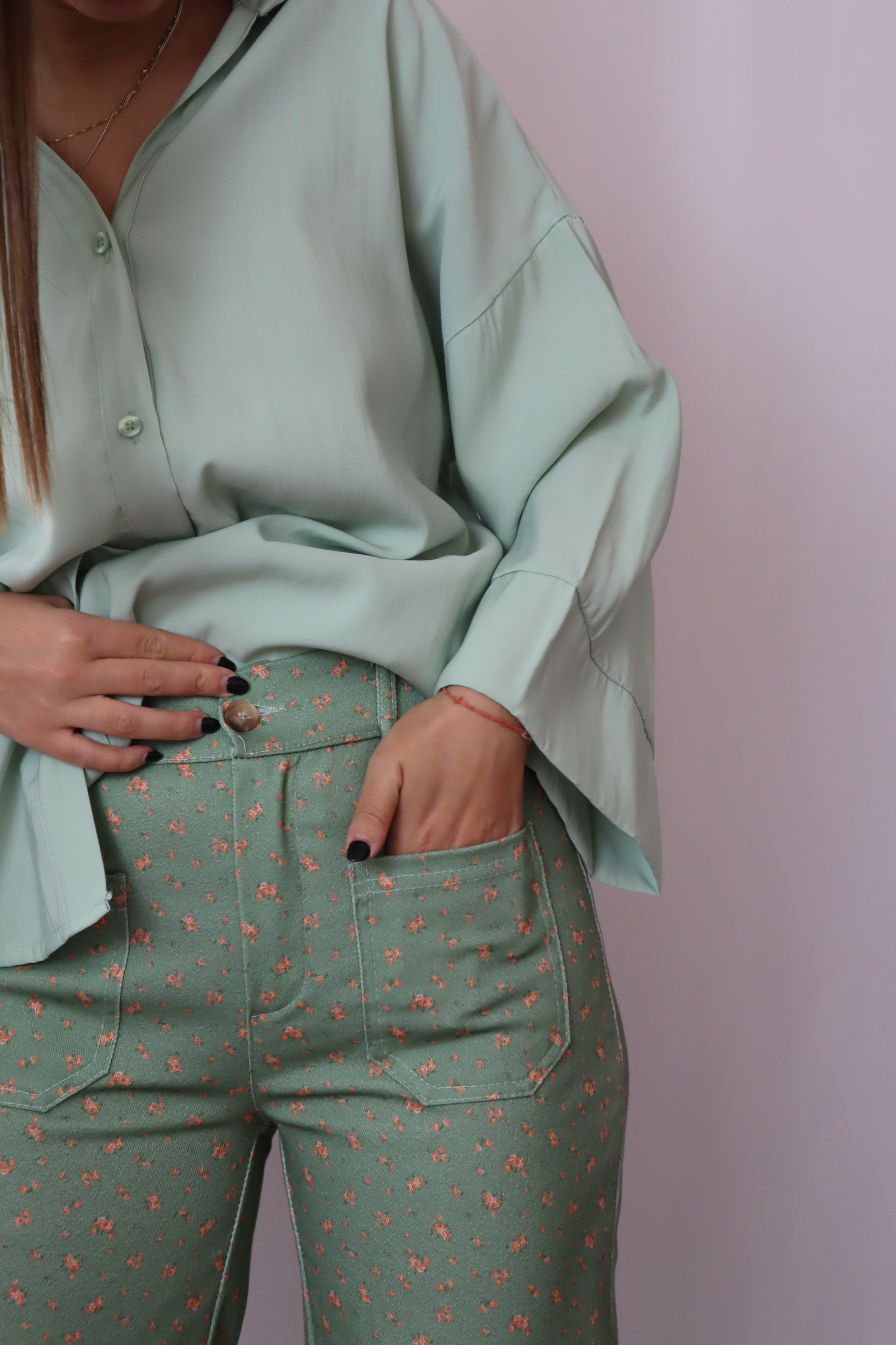 Calças estampadas verdes