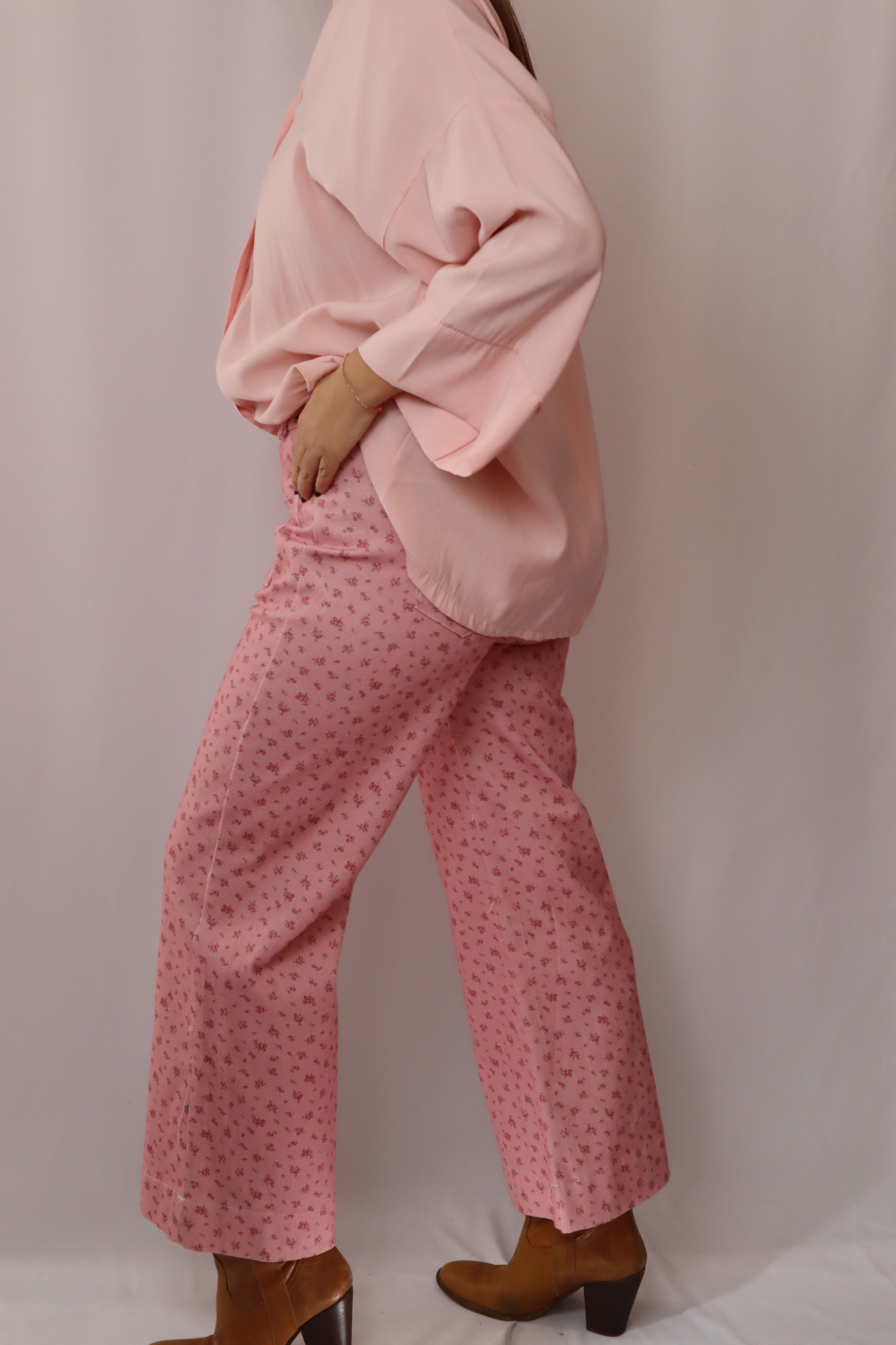 Calças estampadas rosa