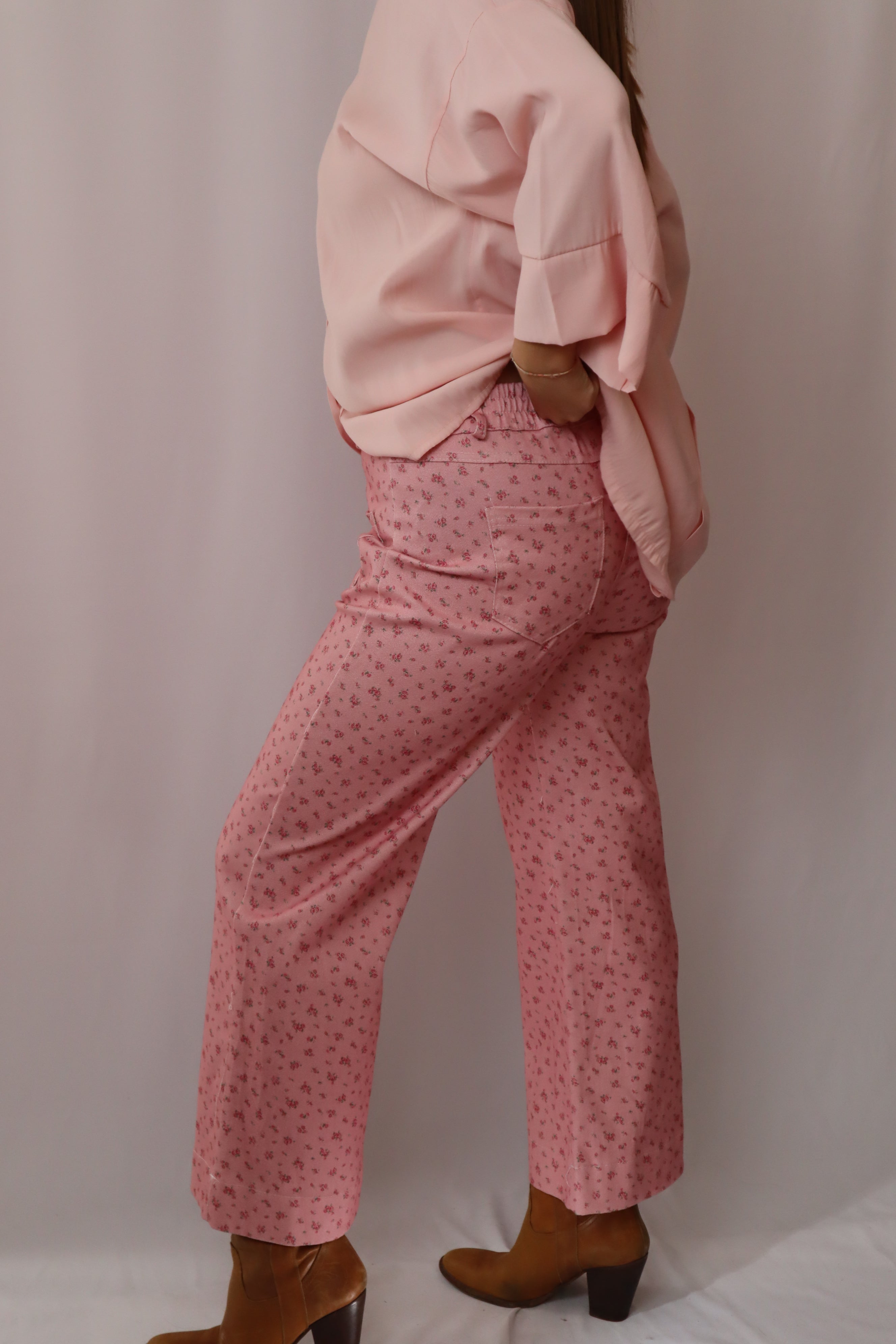 Calças estampadas rosa