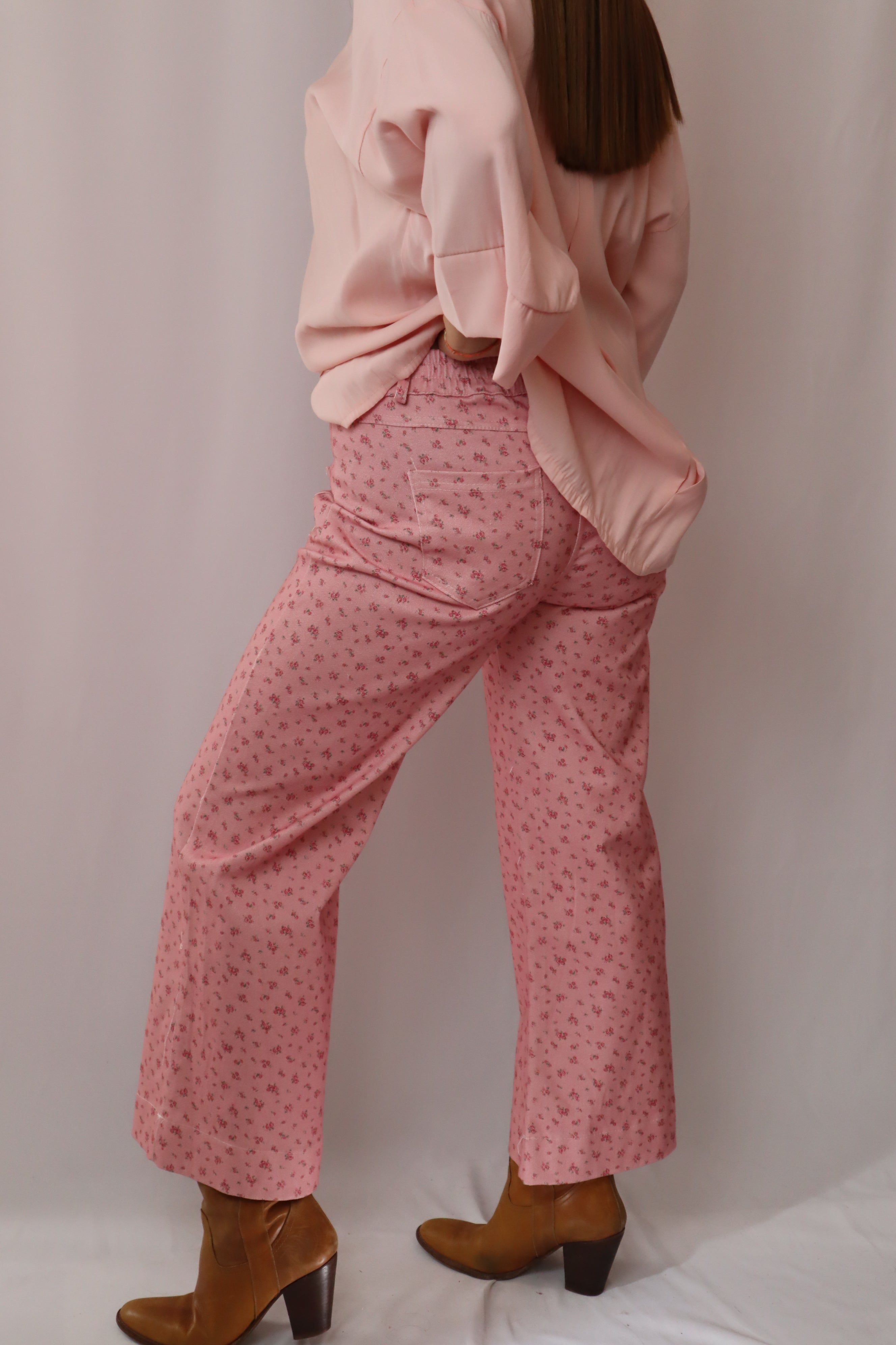 Calças estampadas rosa