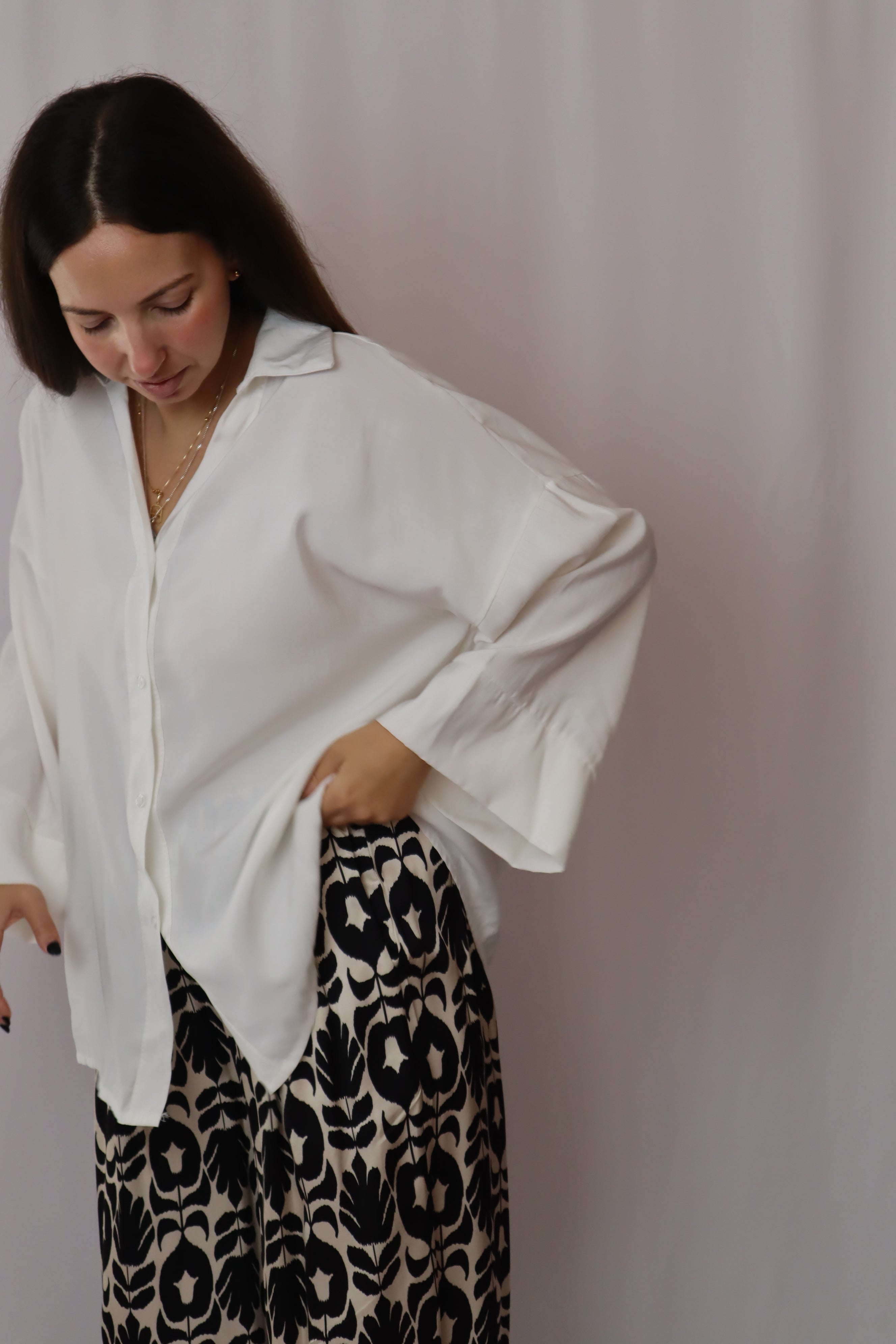 Calças estampadas pretas