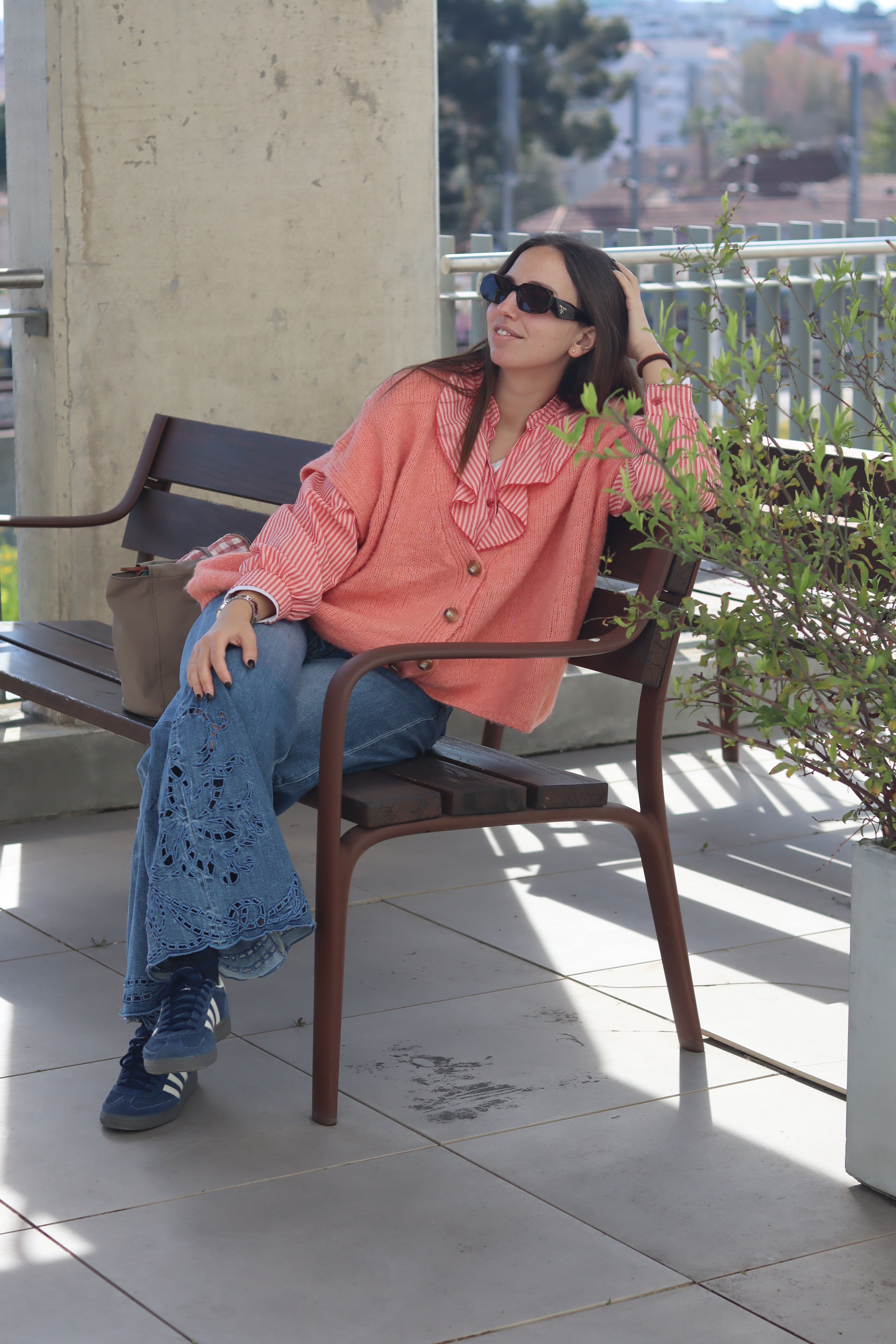 Blusa riscas salmão