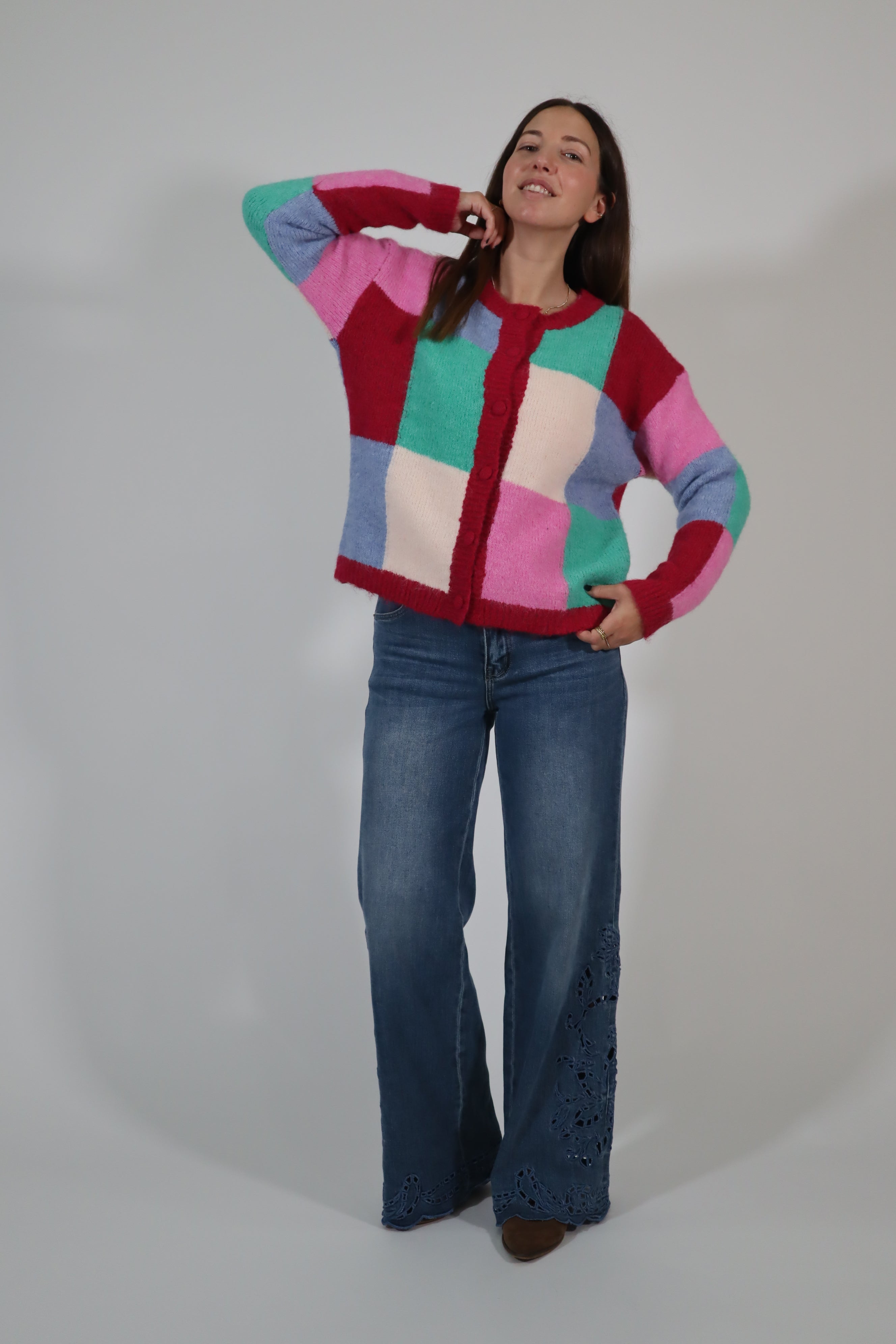 Casaco quadrados coloridos