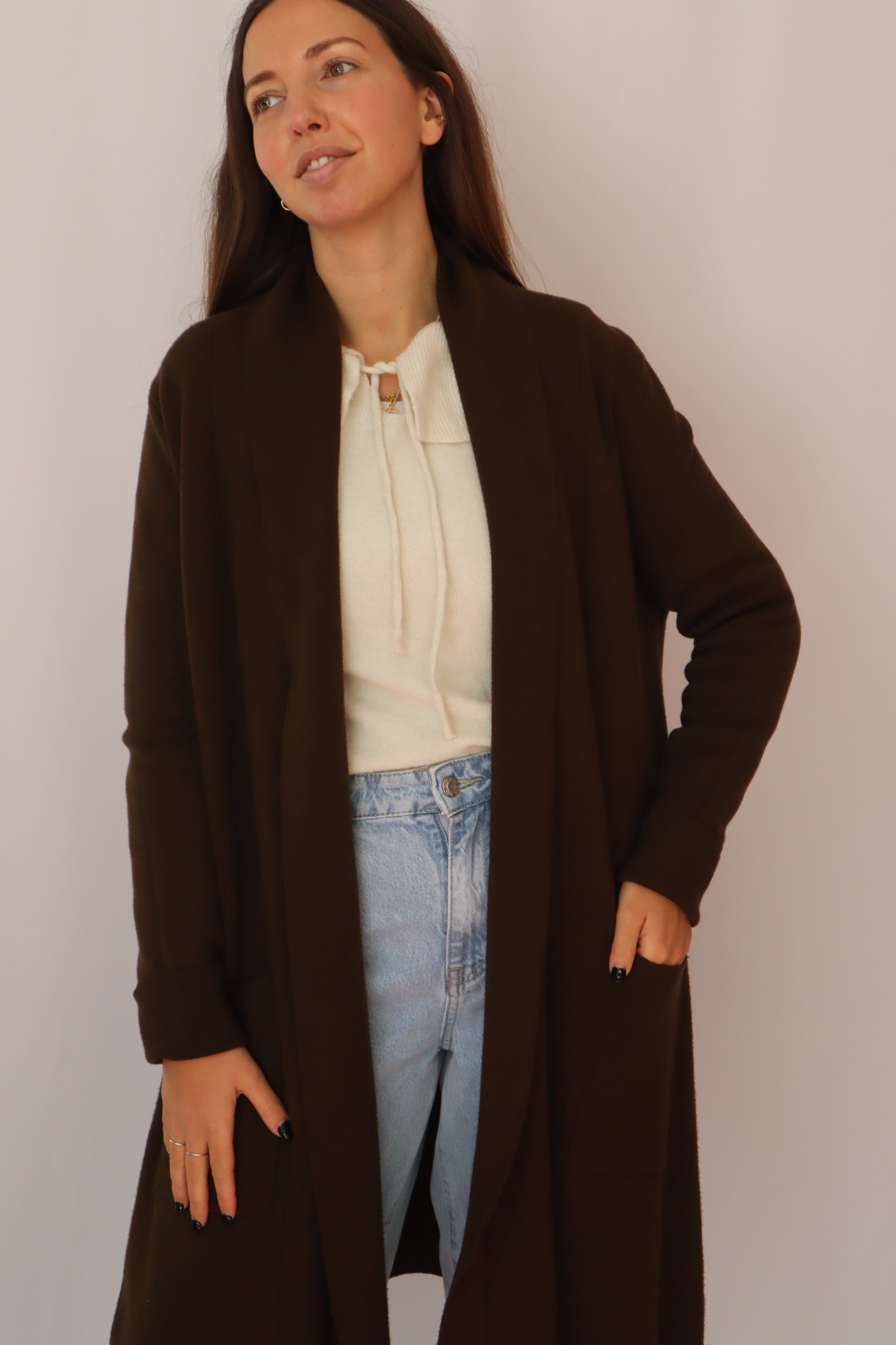 Casaco de malha comprido