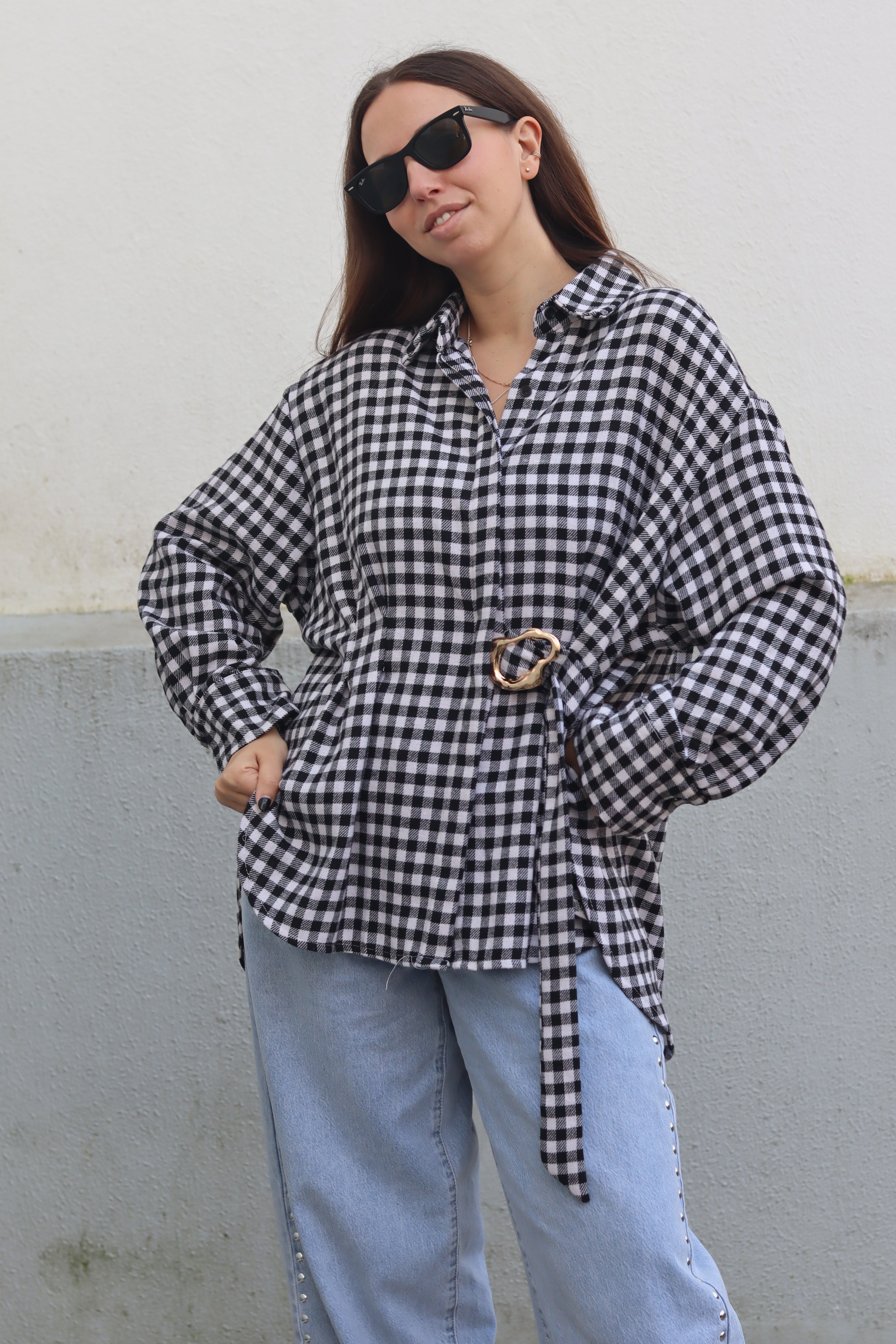 Camisa flanela xadrez com fivela